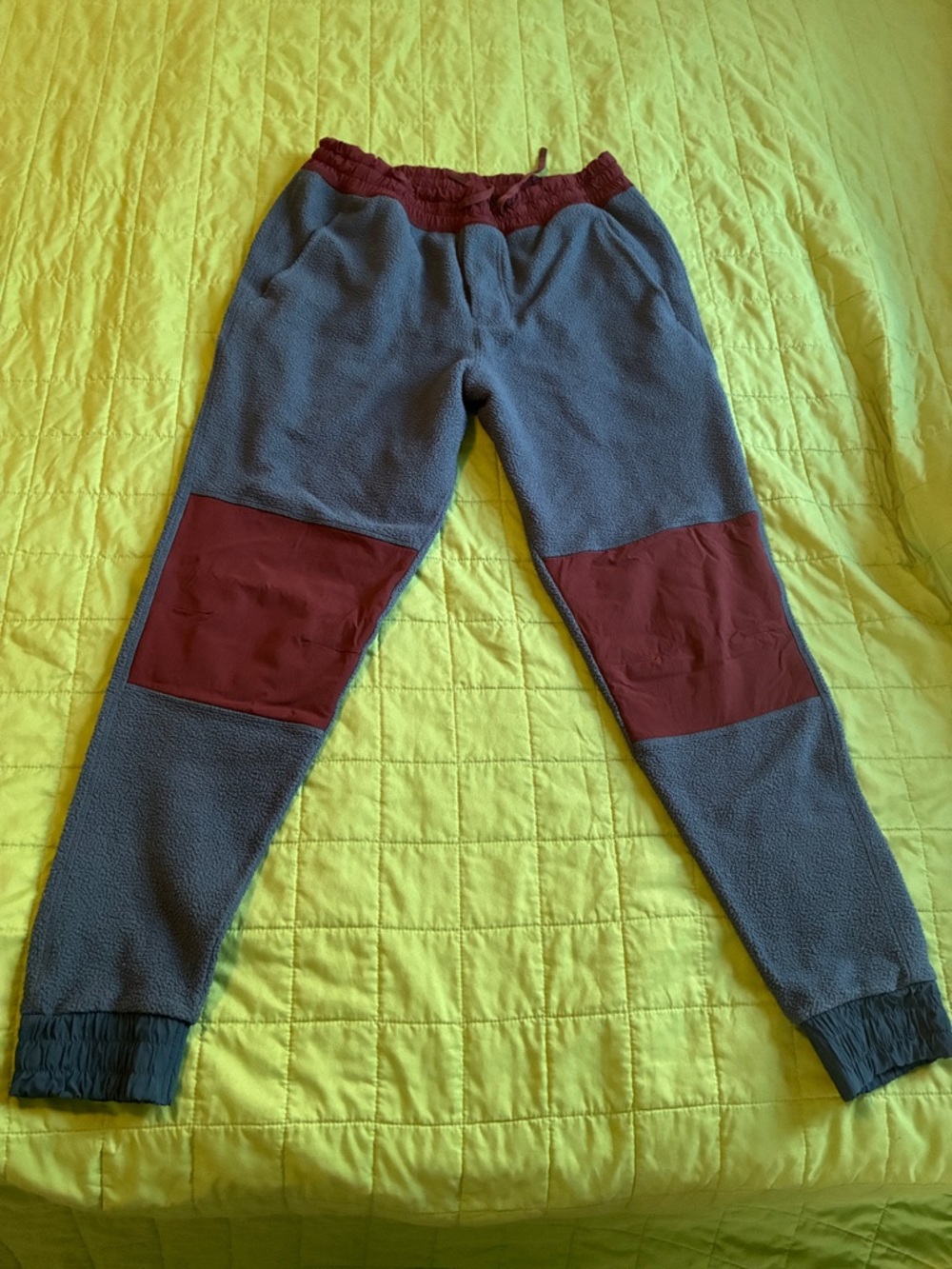 cotopaxi Gray Fleece Track Pants with Maroon Patches